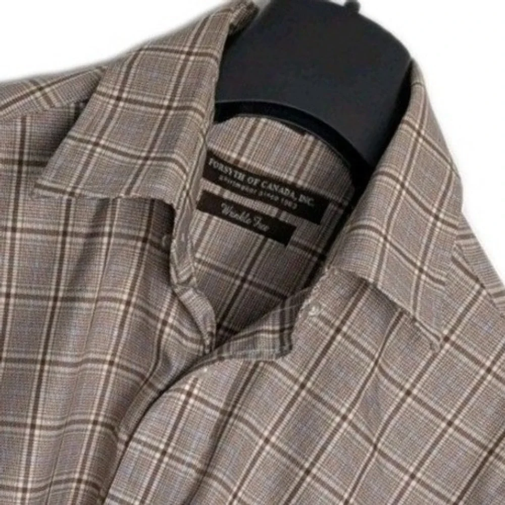 Forsyth of Canada Plaid Wrinkle Free Long Sleeve Button Up Collared Shirt Men M - Picture 2 of 9